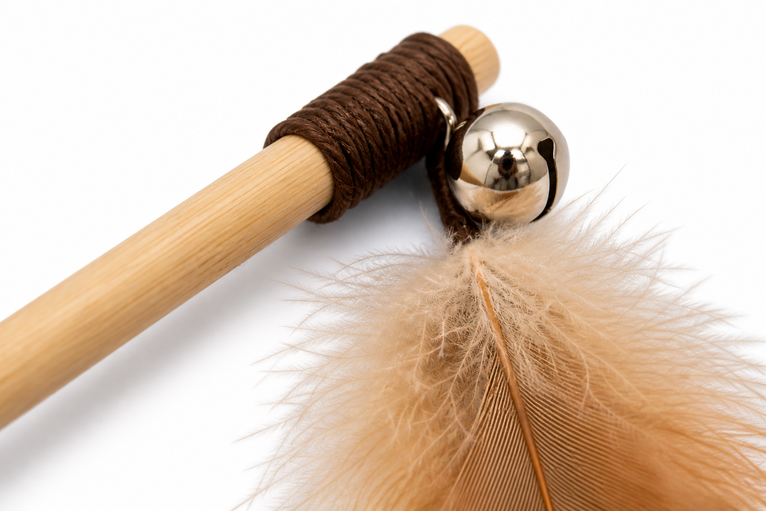 Pet Monkey Feather Teaser Wand Dog Toy – Interactive Training & Play Stick with Bell & Feathers (Wood Handle, Engaging Pet Toy) - Image 3